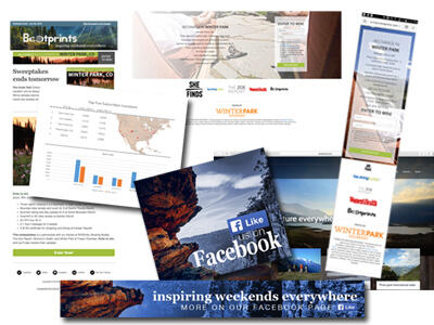 Bootsprint branded emails, sweepstakes campaigns, social media posts, ad banner images, and more.